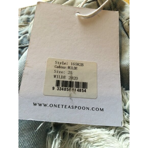 One Teaspoon Wilde Denim Distressed Frayed High-Waisted Skirt Size 25 NWT - Picture 6 of 9